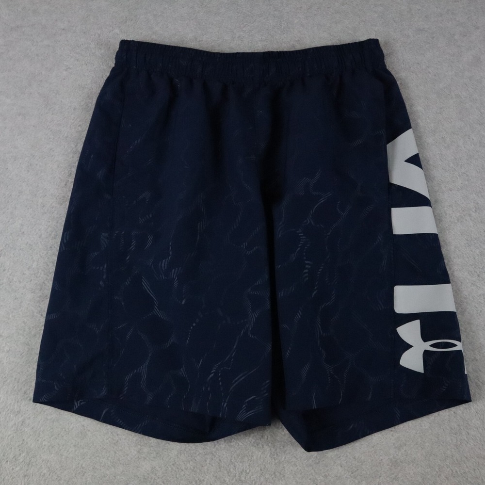 Under Armour Shorts Mens Medium HeatGear Loose Basketball Gym Athletic Blue Camo